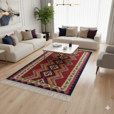 گلیم دستبافت نخ پشم ۱۰۰*۱۸۰ QEWQ