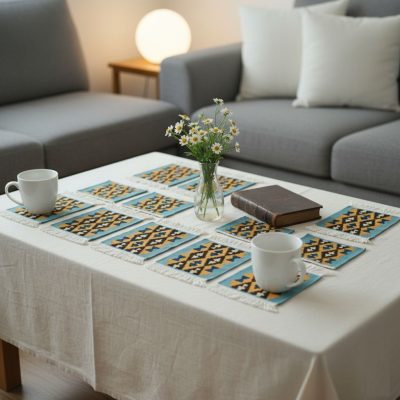 قالیچه کوچک دست بافت مناسب زیر لیوانی یا آجیل گلدان کد۷۵۳