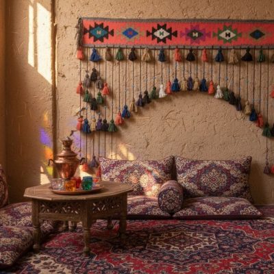 پرده سنتی دو متری نخ پشمی طرح برکت کد۵۰۵۱