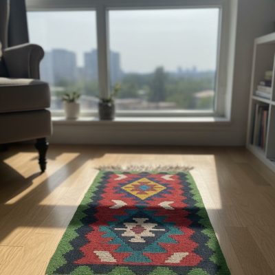 گلیم دستبافت پشمی کد۱۲۰۱